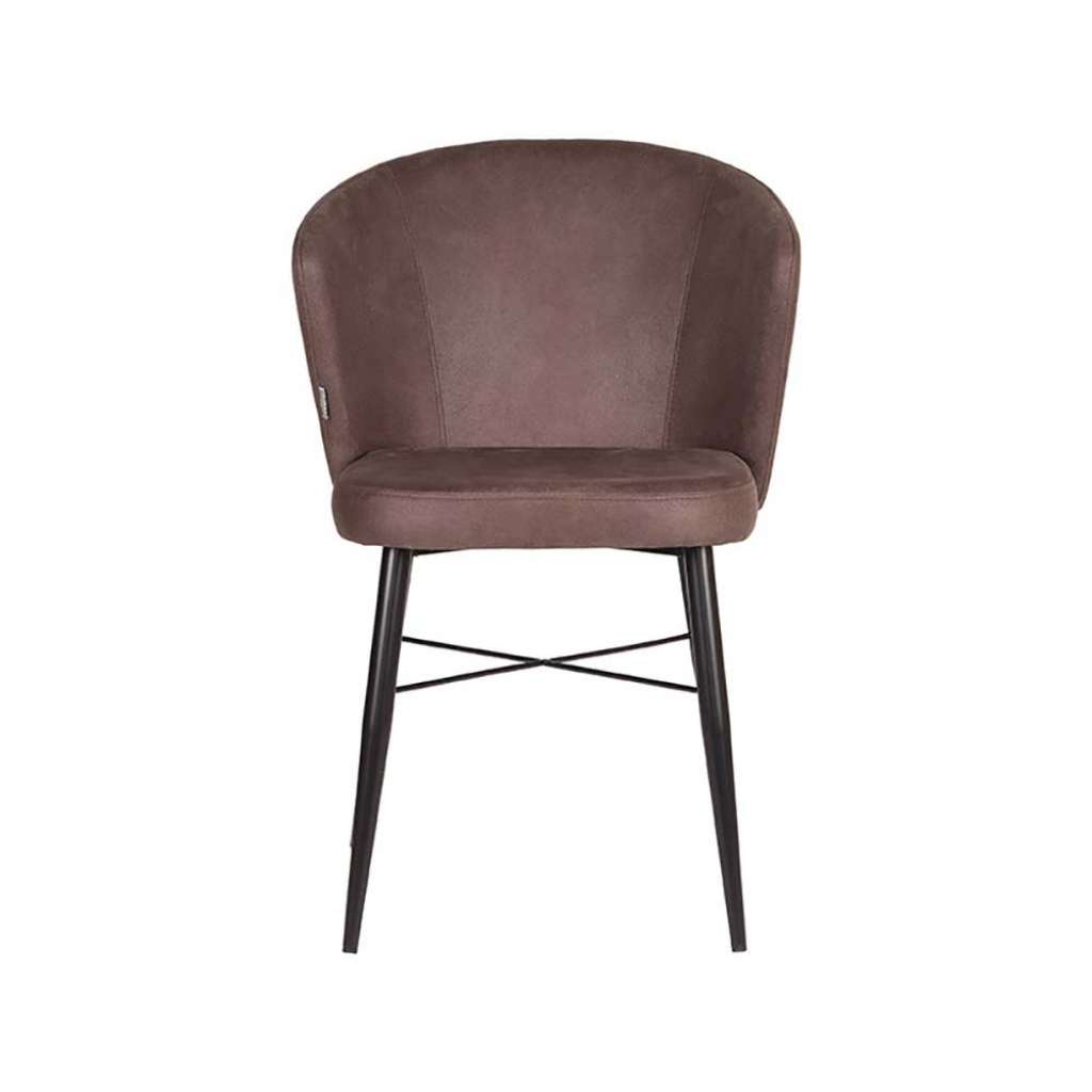 Polsterstuhl in Graubraun und Schwarz moderner Retro Stil