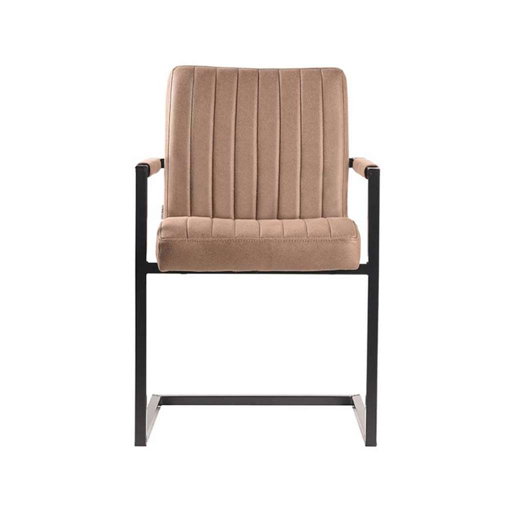 Freischwinger Stuhl in Hellbraun und Schwarz Armlehnen