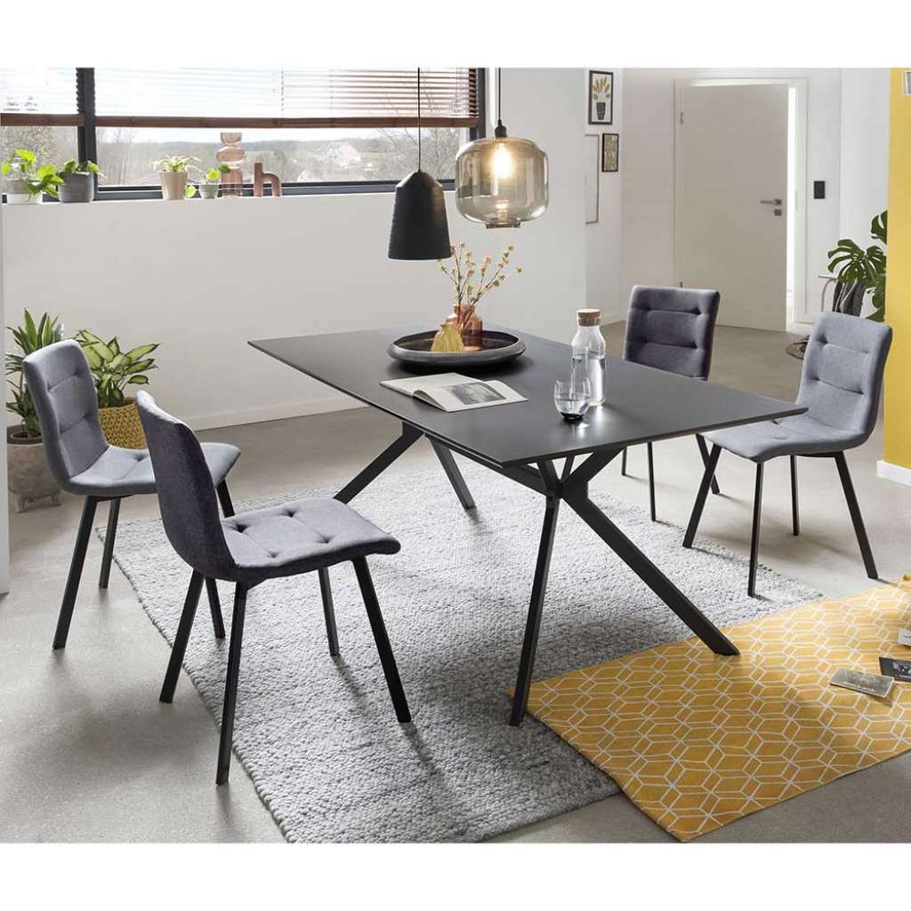 Esszimmergruppe in Anthrazit und Schwarz Skandi Design (5-teilig)
