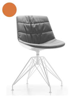 MDF Italia - Flow LEM Drehstuhl gepolstert - Manila 564 orange -  Schale und Gestell weiß - indoor