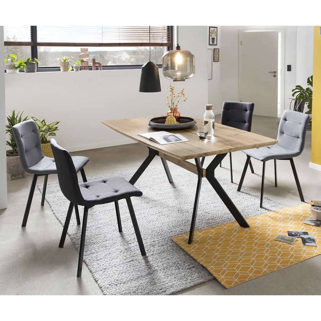 Essplatzgruppe in Grau und Schwarz 160 cm Tisch (5-teilig)