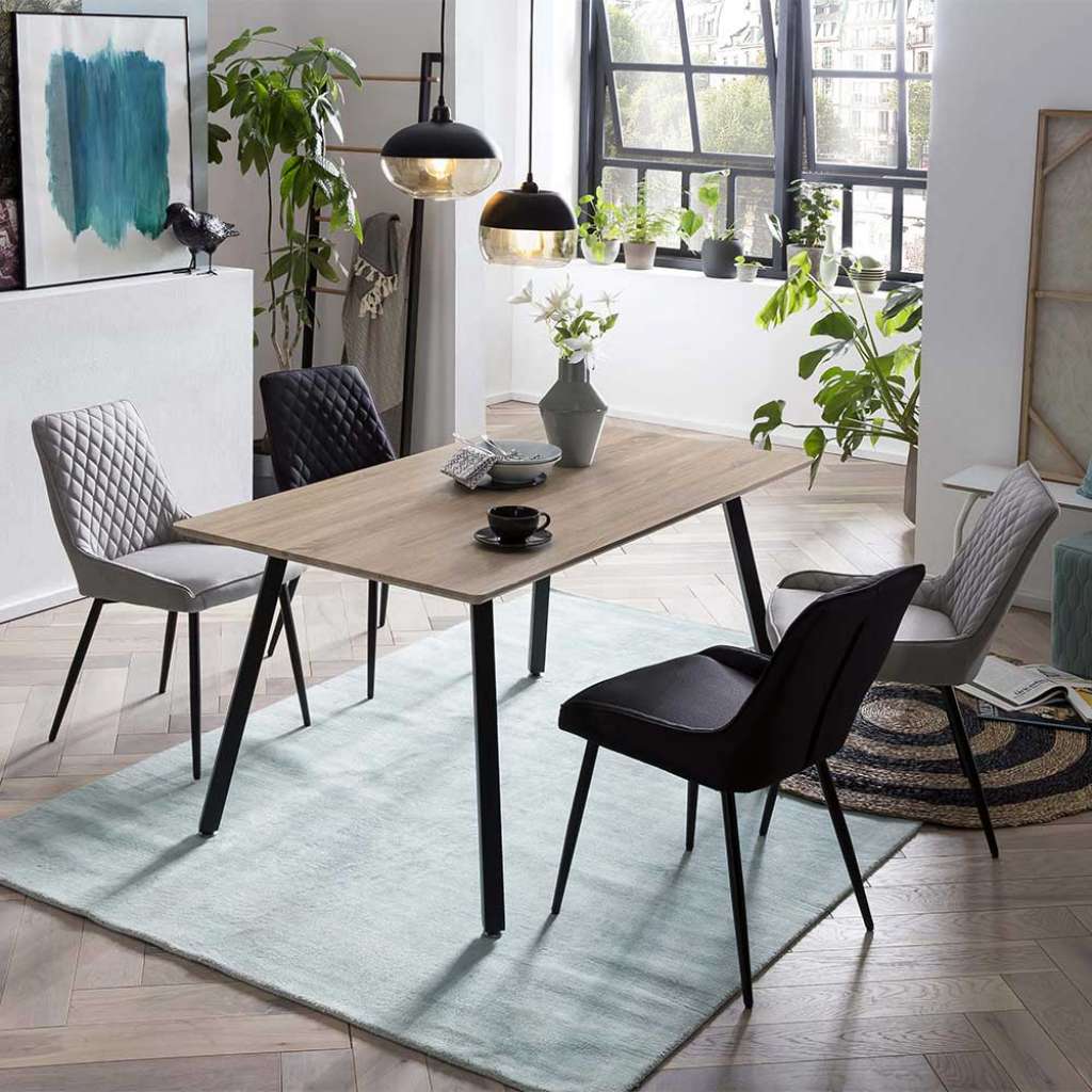 Esszimmer Gruppe in Sonoma Eiche und Grau Skandi Design (5-teilig)