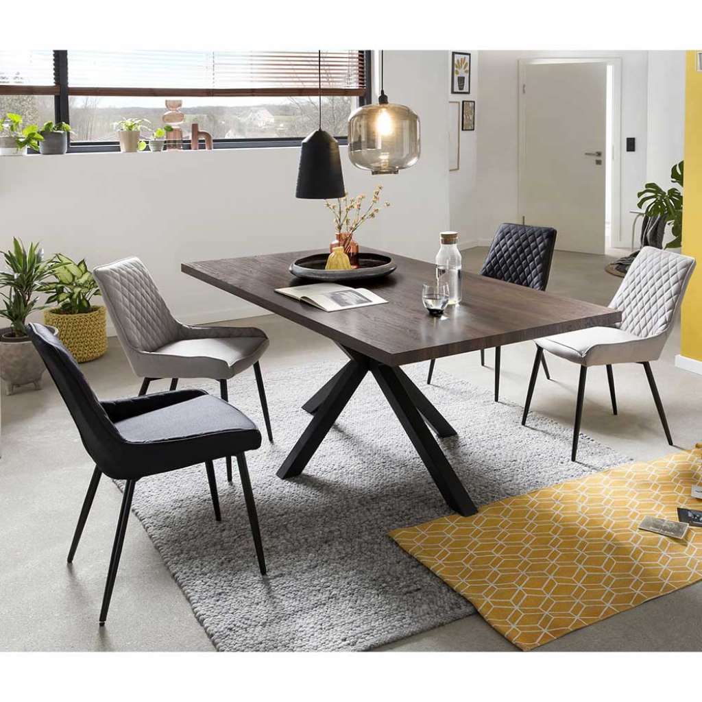 Esszimmergarnitur in Nussbaumfarben und Grau Loft Design (5-teilig)