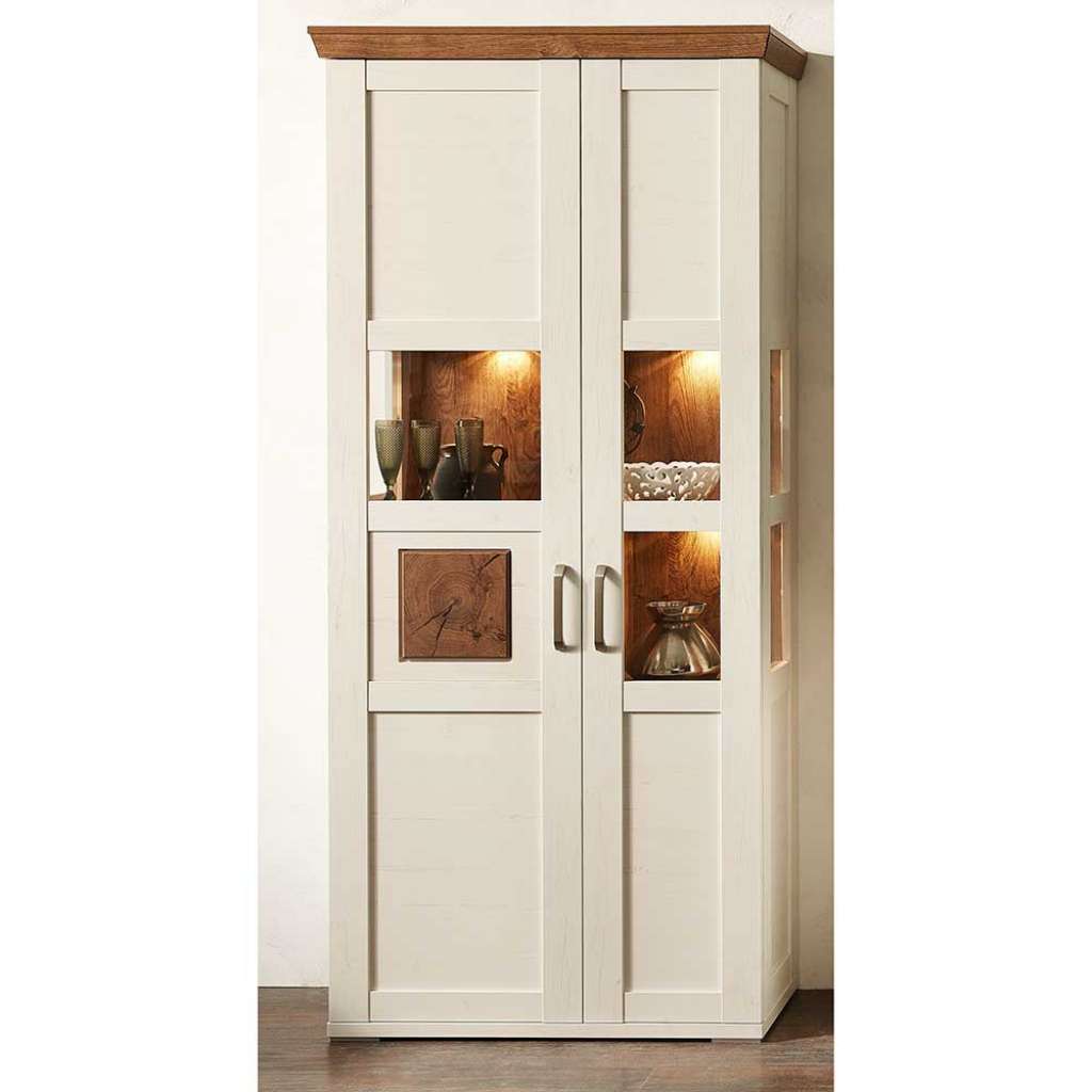 Vitrinenschrank in Weiß Glastüren