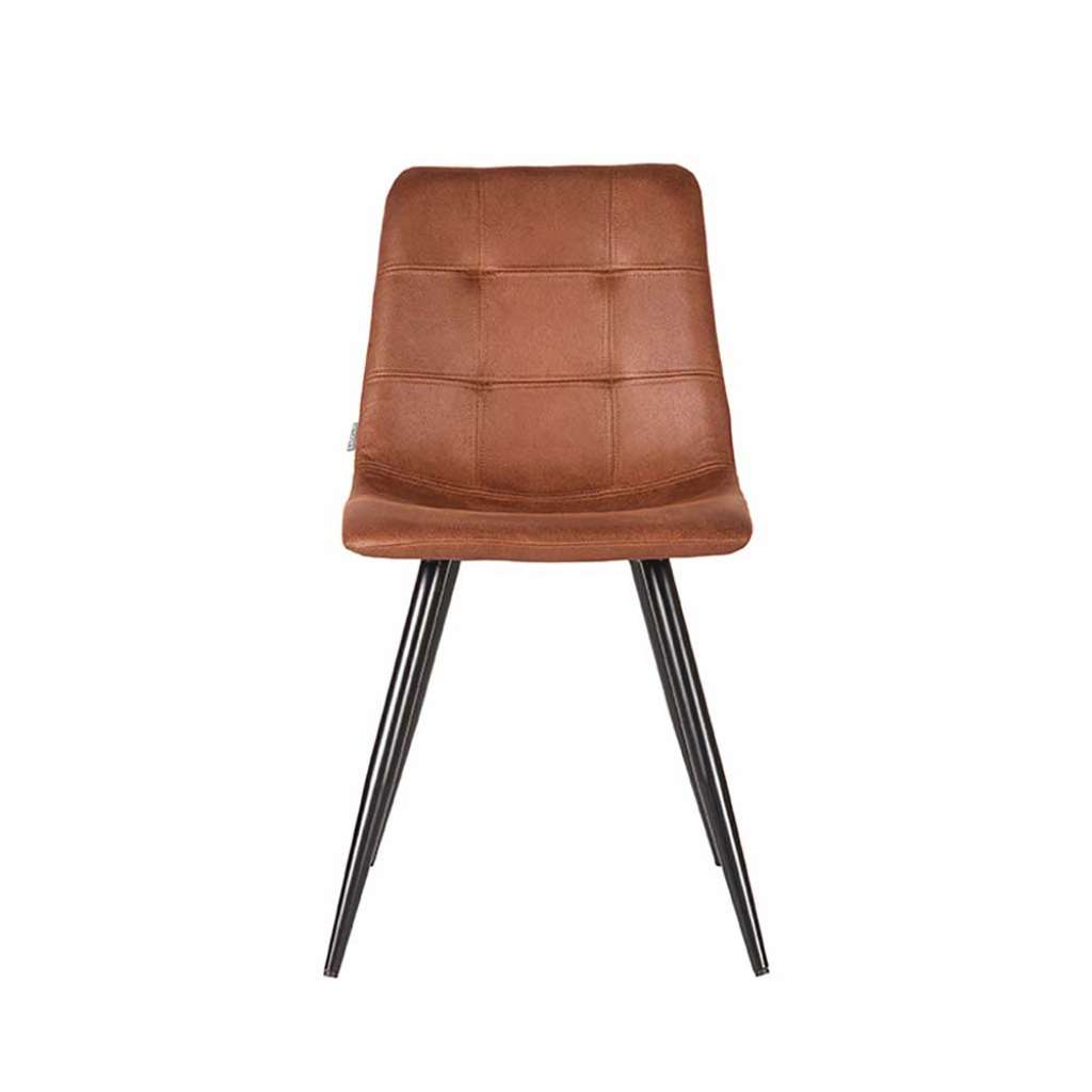 Esszimmerstuhl aus Microfaser und Metall Cognac Braun und Schwarz