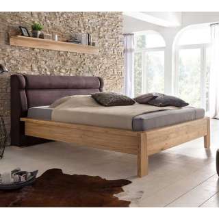 Doppelbett in Eichefarben und Dunkelbraun modern