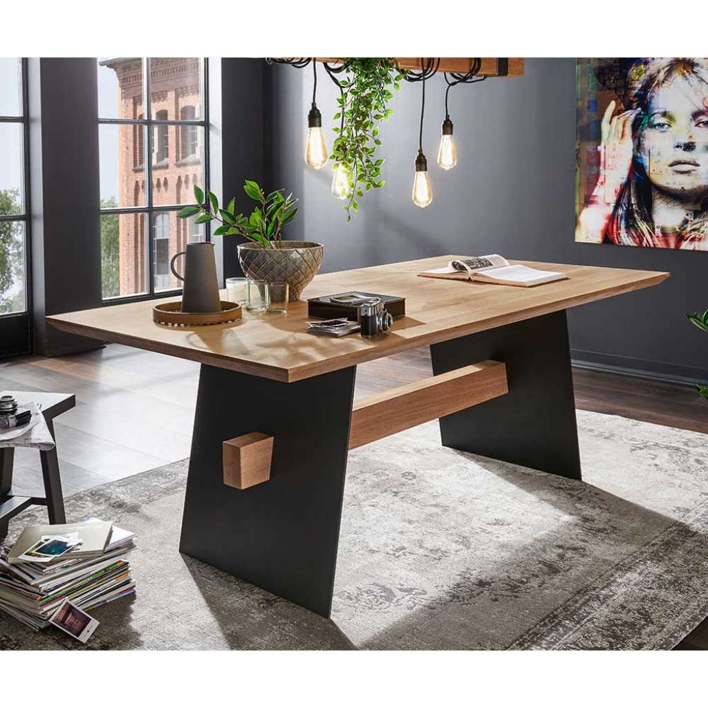 Designertisch in Wildeichefarben und Schwarz Industry Style