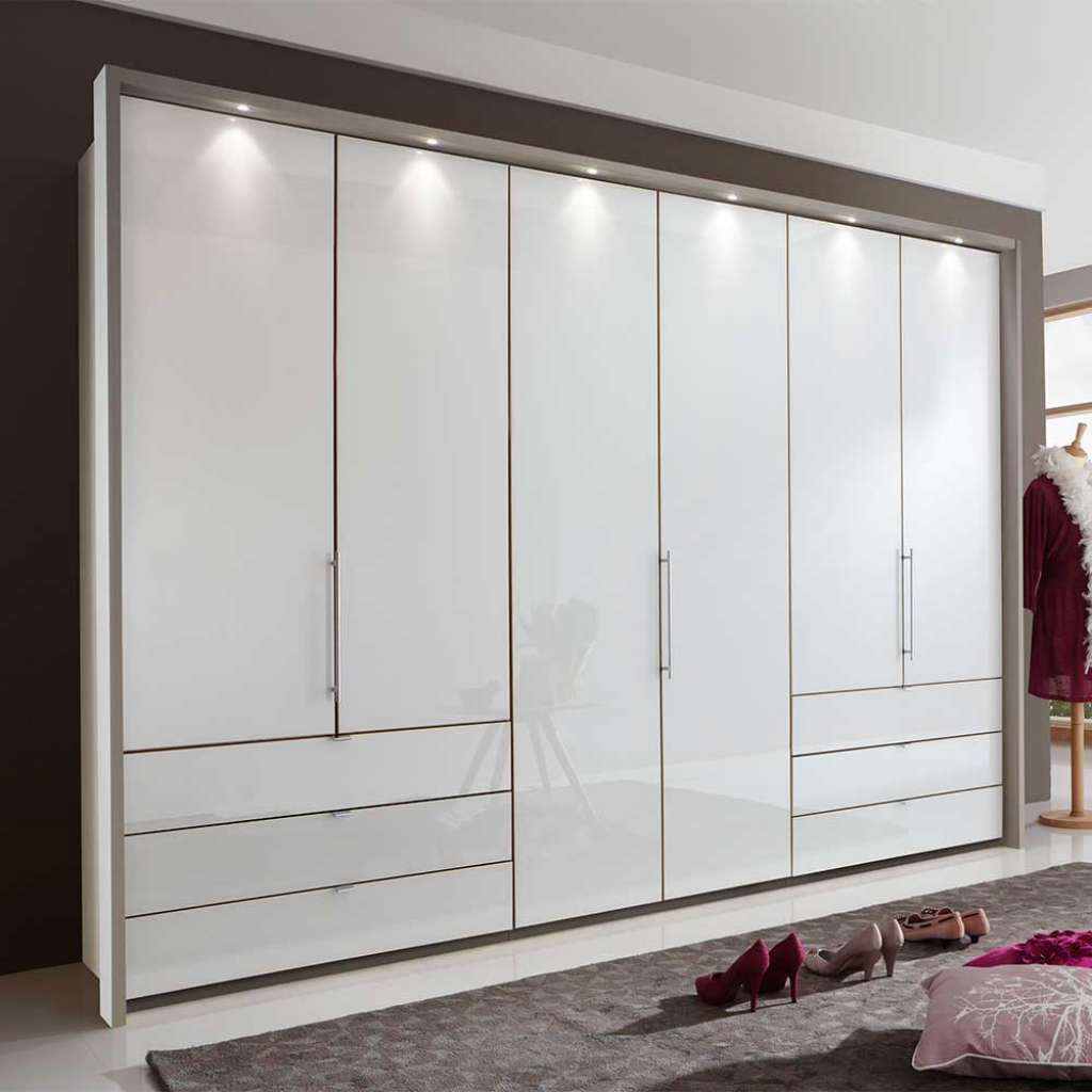 Schlafzimmerkleiderschrank in Hellgrau und Weiß Falttüren