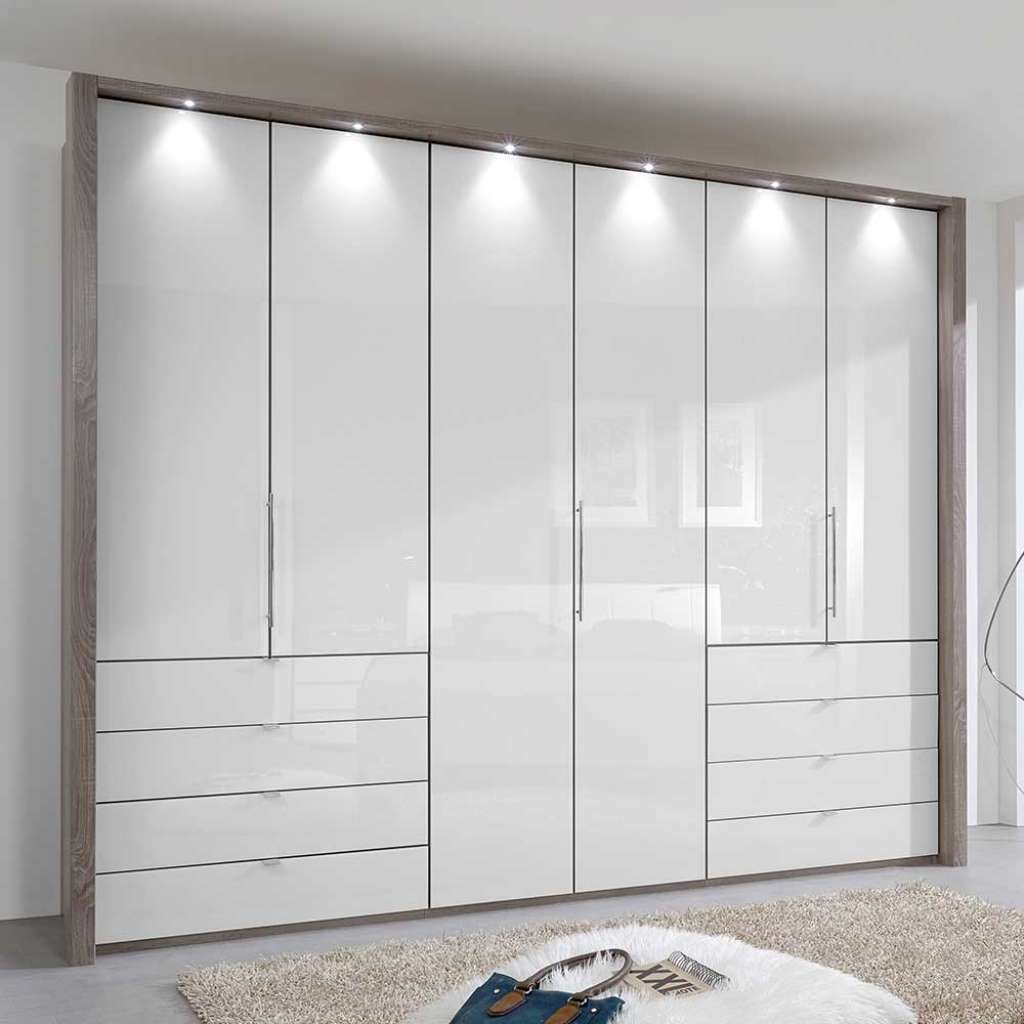 Falttüren Schlafzimmerschrank in Weiß und Trüffelfarben Made in Germany