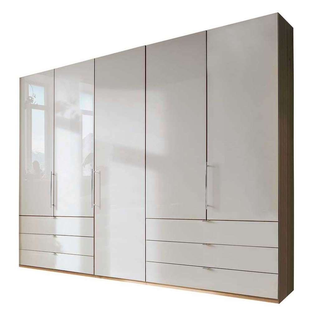 Schlafzimmerschrank in Beige und Eiche Bianco 250 cm breit
