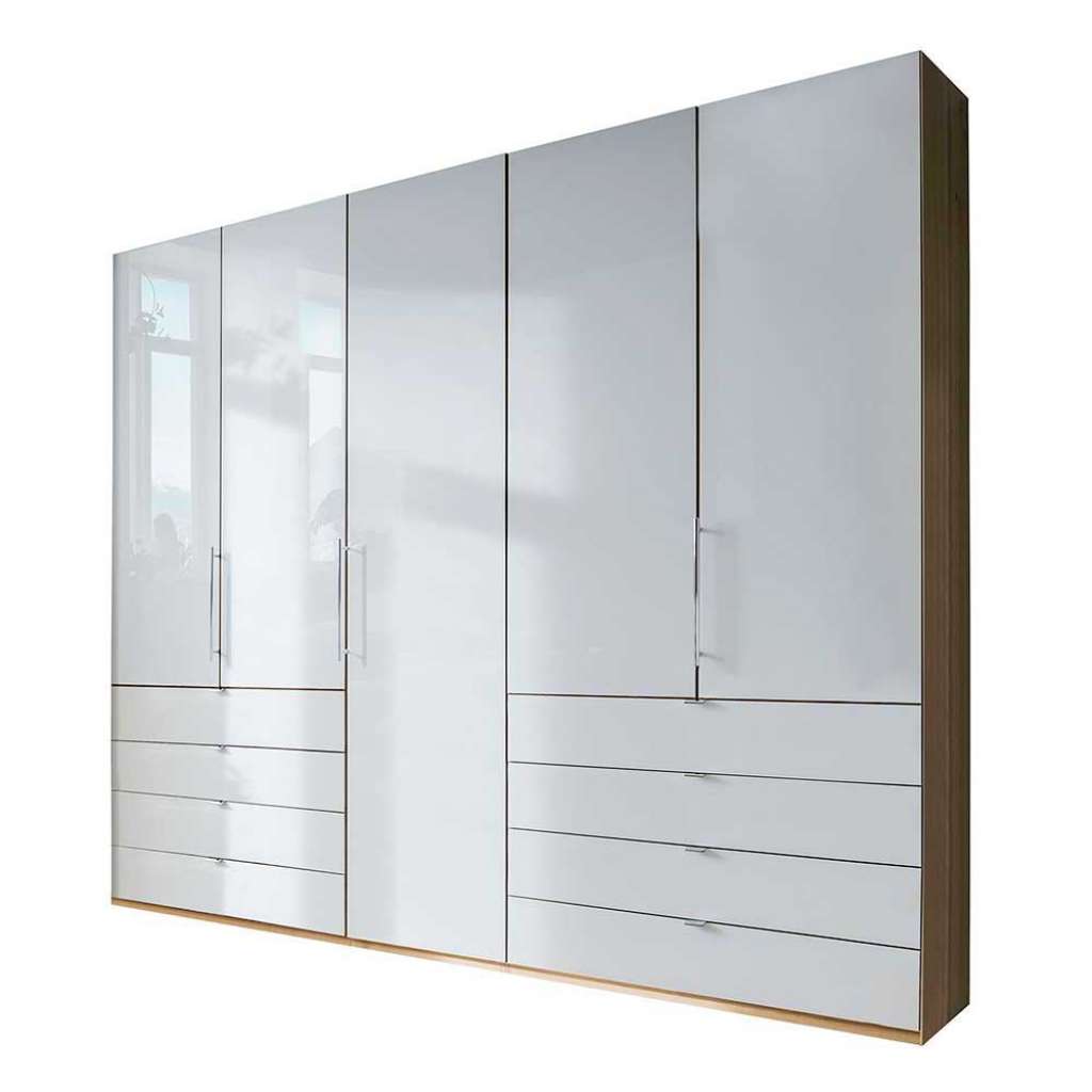 Kleiderschrank in Weiß und Eiche Bianco Falttüren