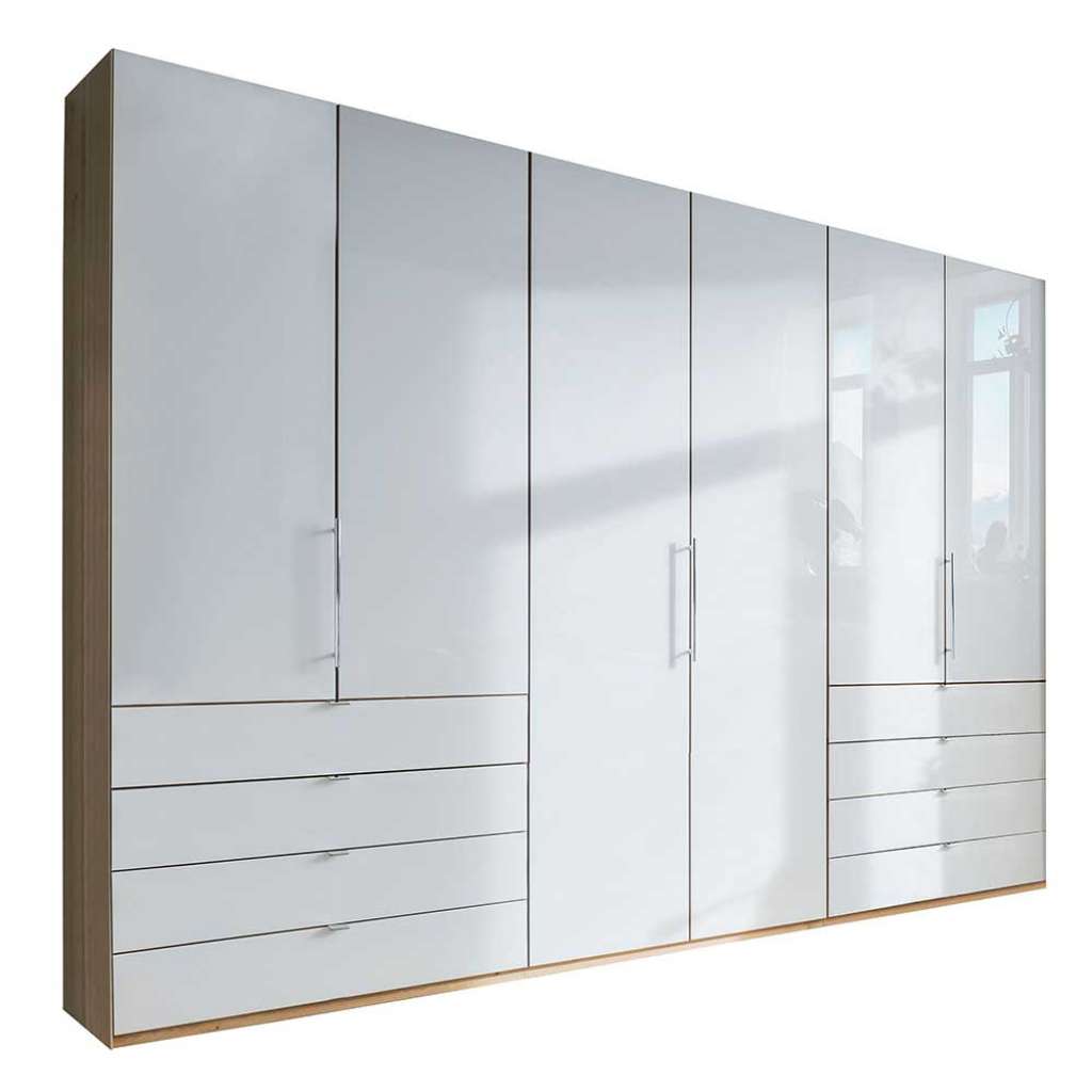 Schlafzimmerkleiderschrank in Weiß und Eiche Bianco Falttüren