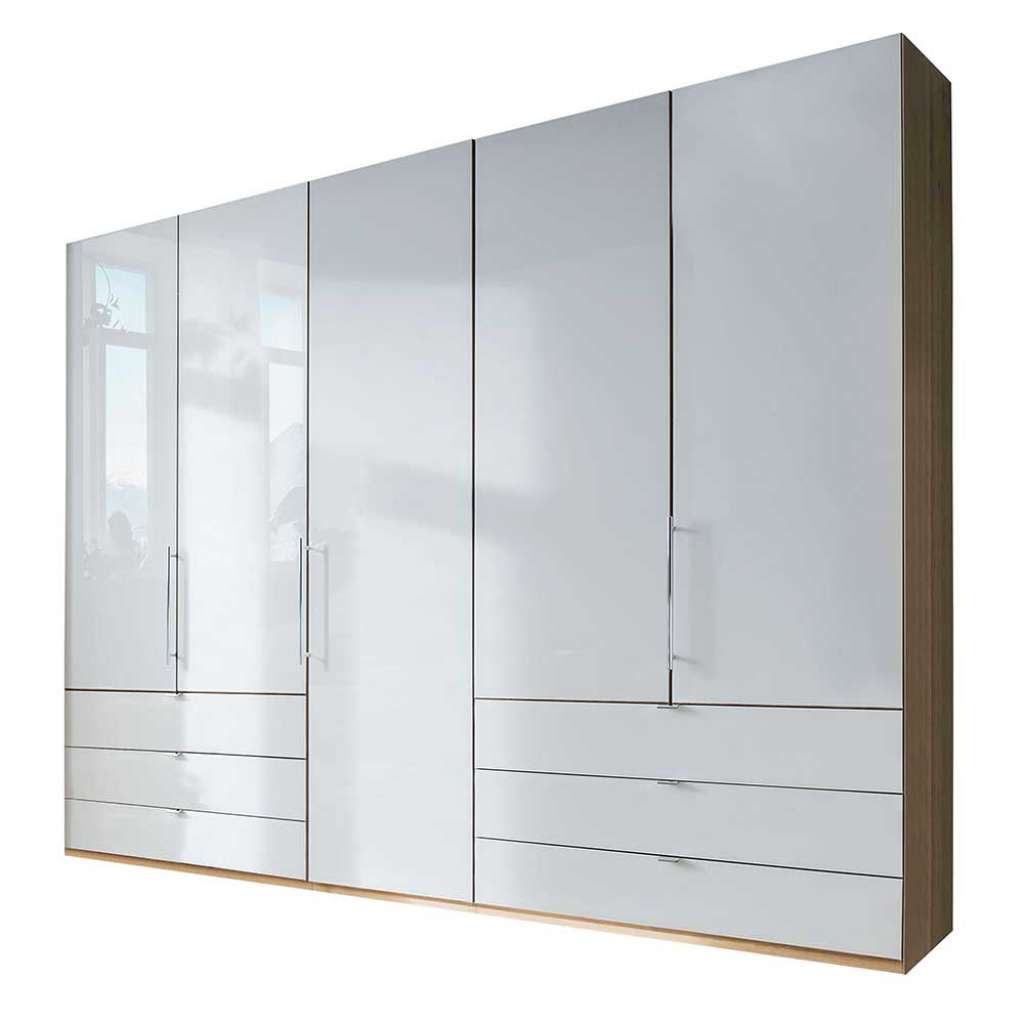 Großer Kleiderschrank in Weiß und Eiche Bianco 250 cm breit