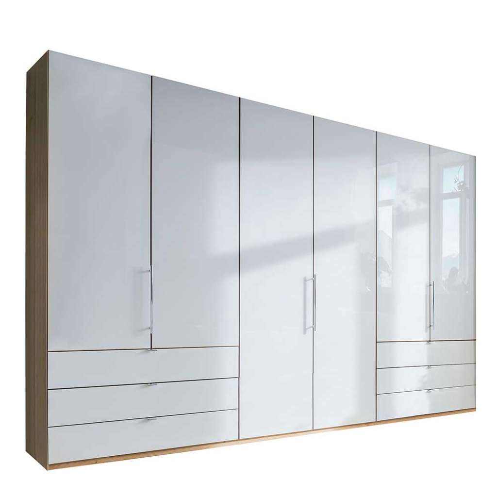 Schlafzimmerkleiderschrank in Weiß und Eiche Bianco Falttüren