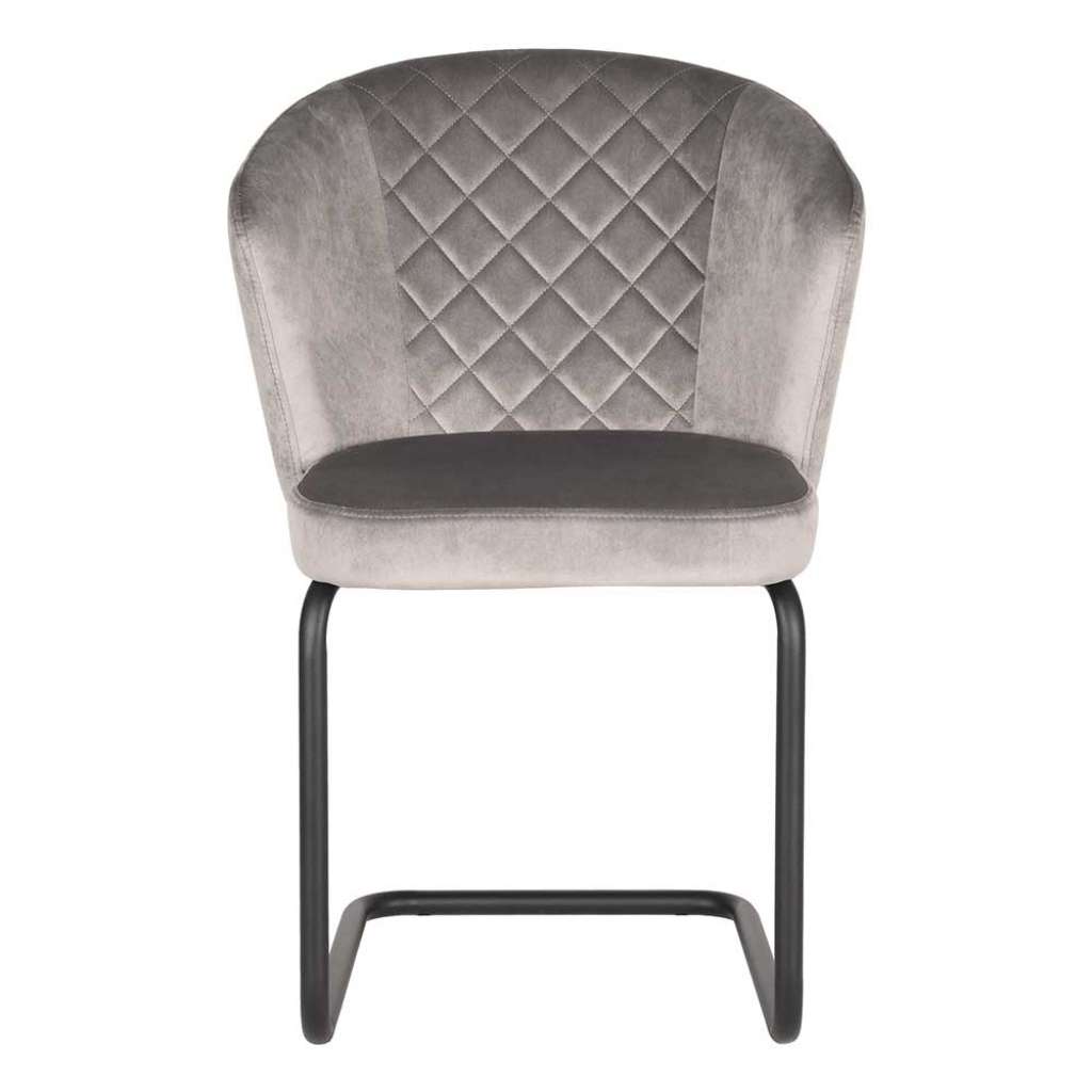 Freischwinger in Grau Samt und Metall