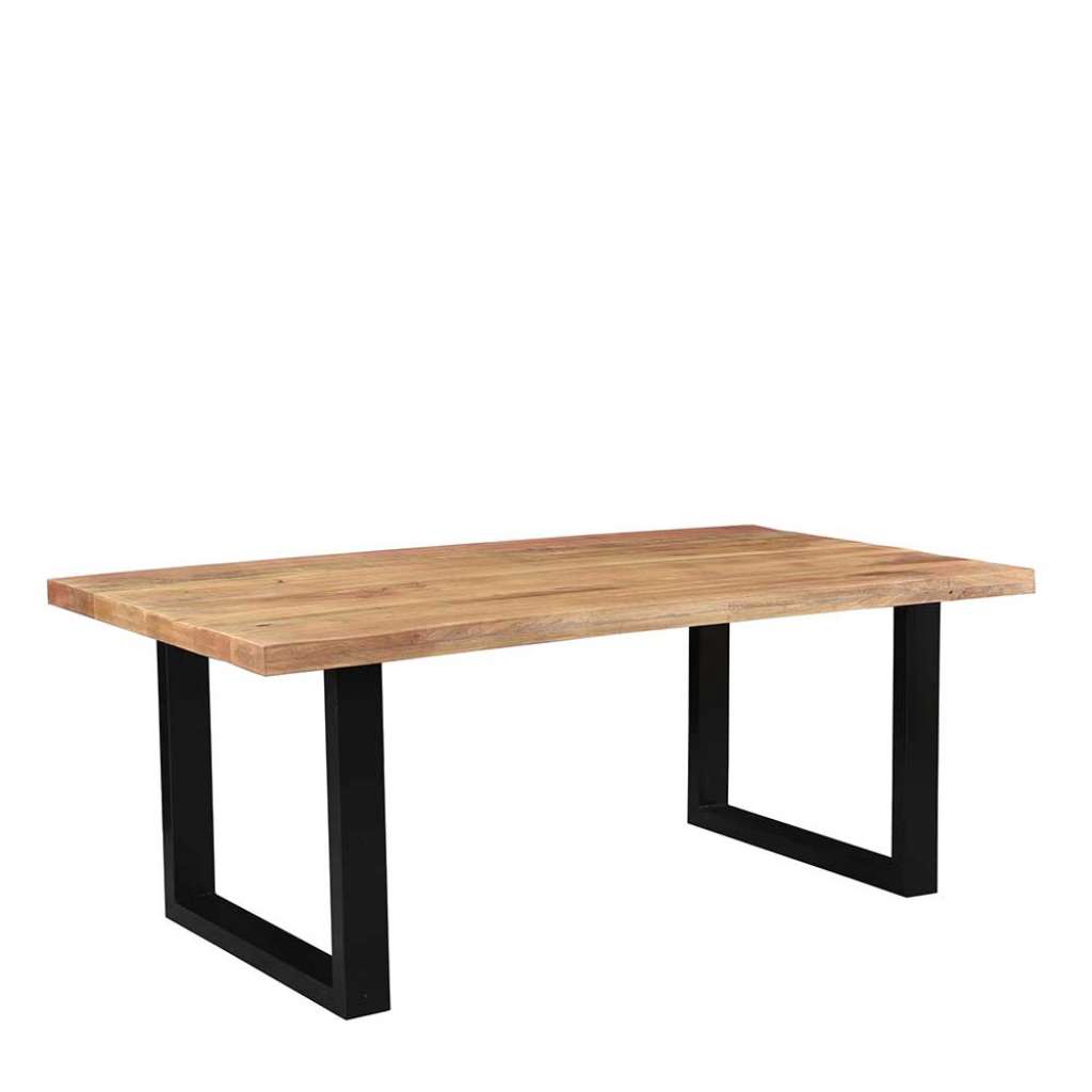 Esszimmertisch aus Mangobaum Massivholz und Metall Loft Design