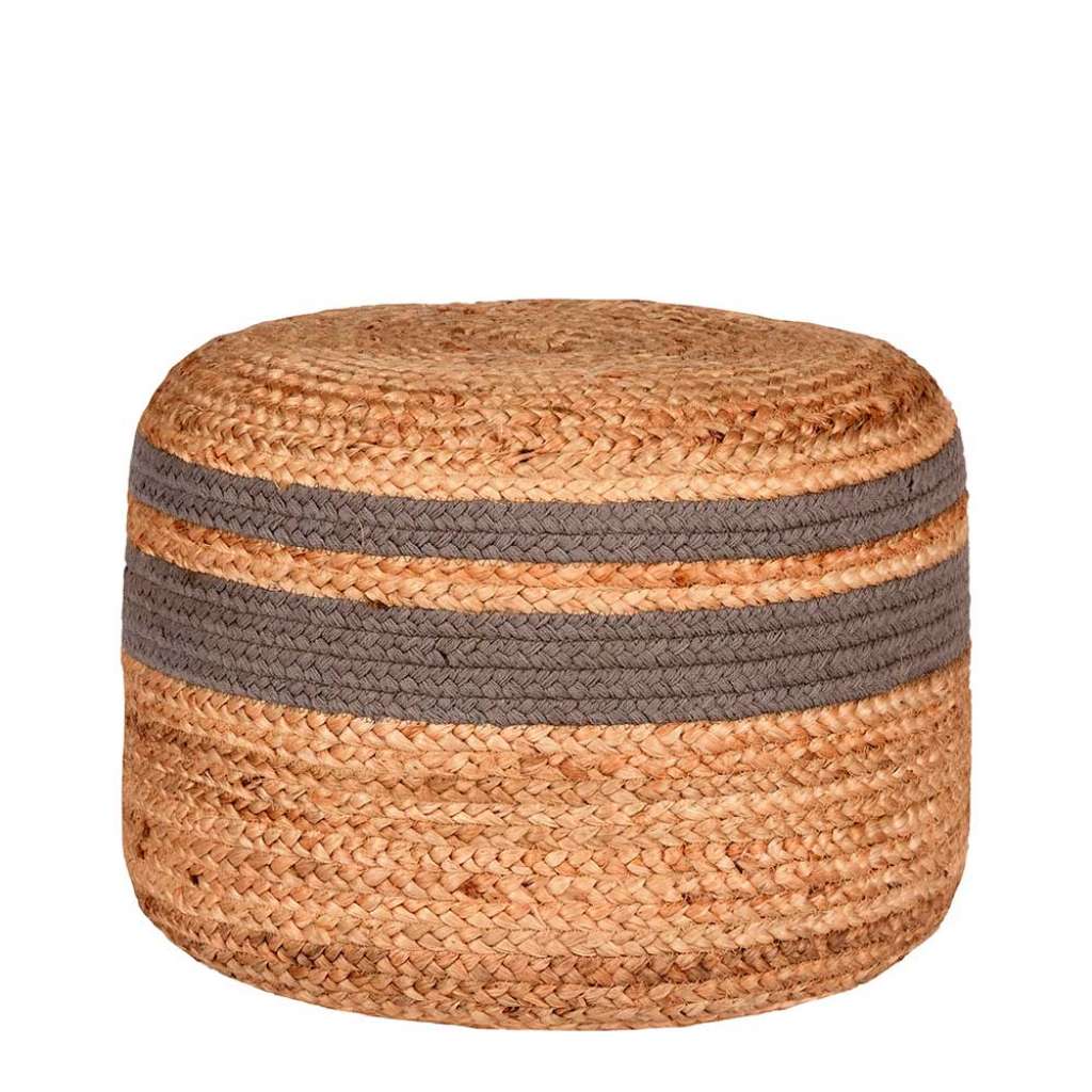Geflecht Pouf in Beige und Grau handgearbeitet