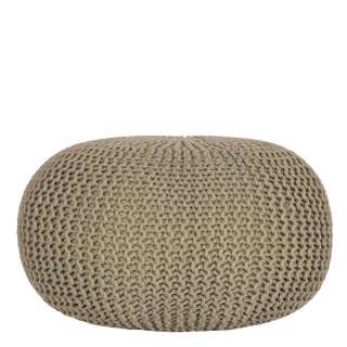 Pouf Hocker in Khaki Strickstoff