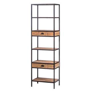 Standregal aus Eiche antik Recyclingholz und Metall 200 cm hoch