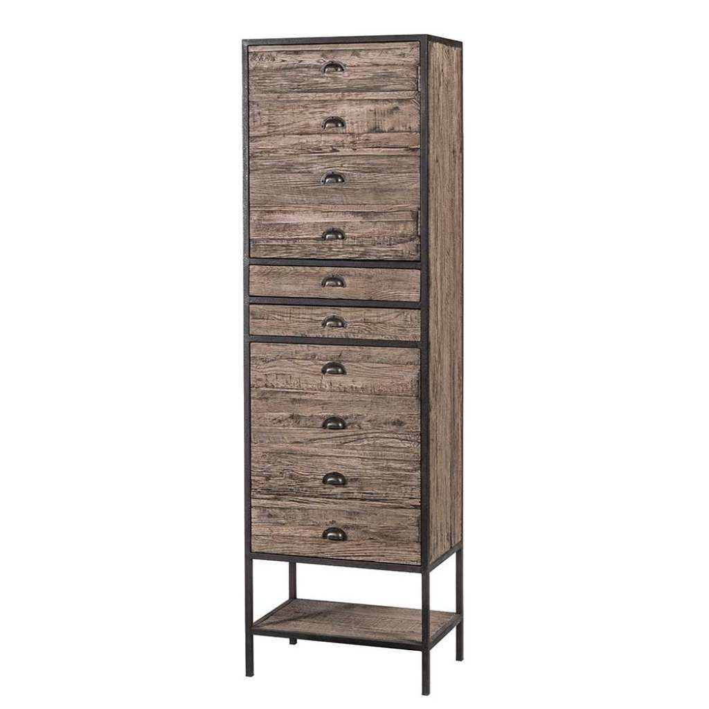 Schrank Vitrine aus Eiche antik Recyclingholz Vintage Look