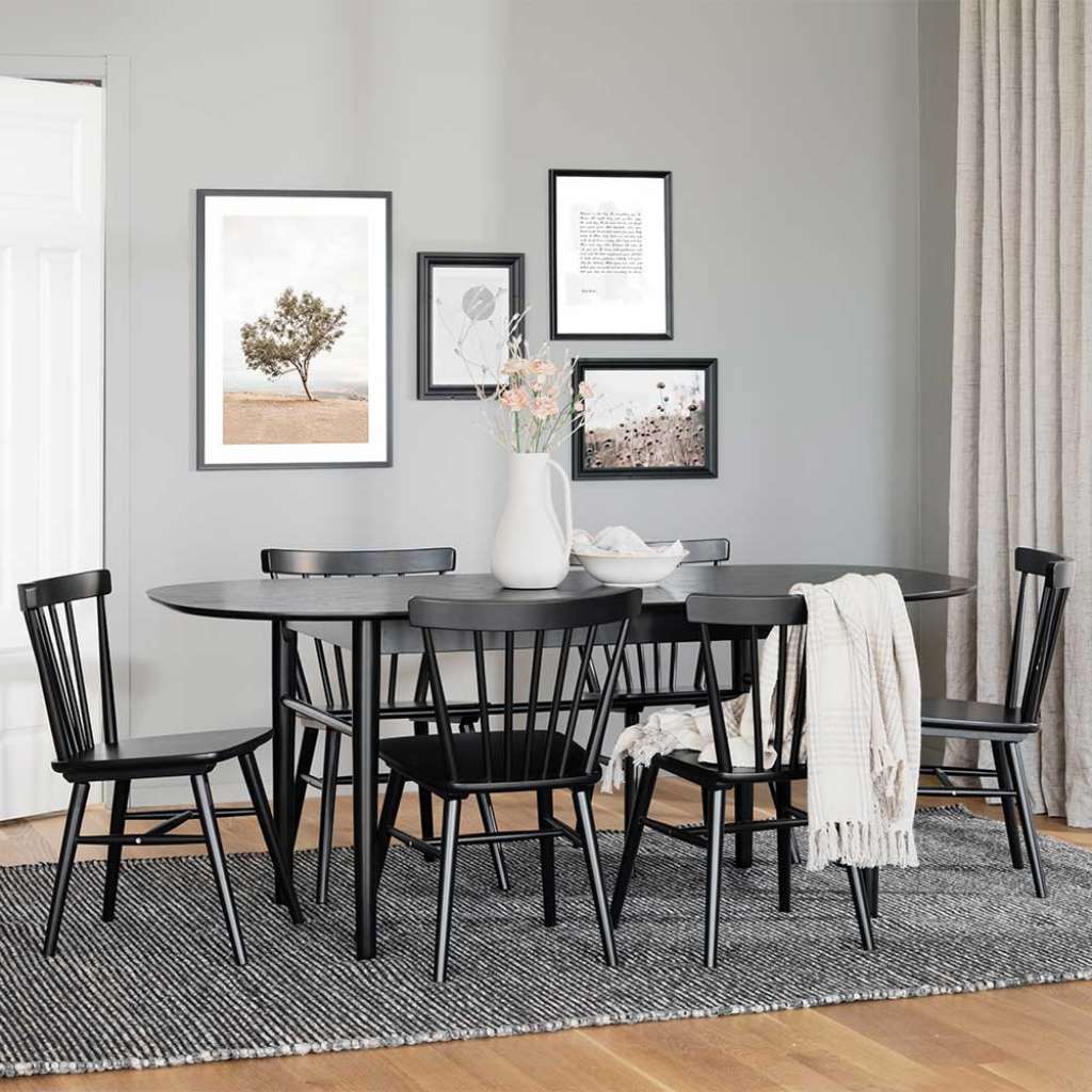 Esszimmersitzgruppe in Schwarz Skandi Design (7-teilig)