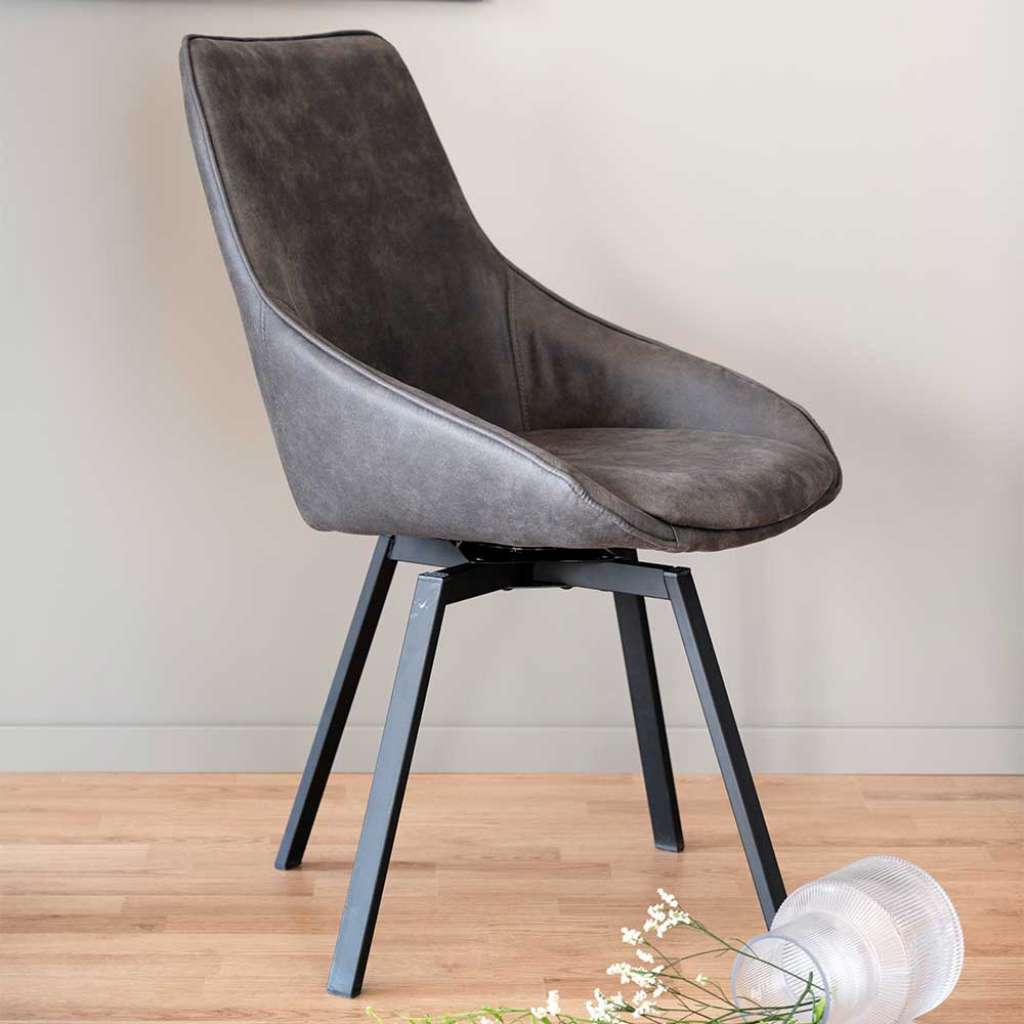 Polsterstühle in Grau Armlehnen (2er Set)