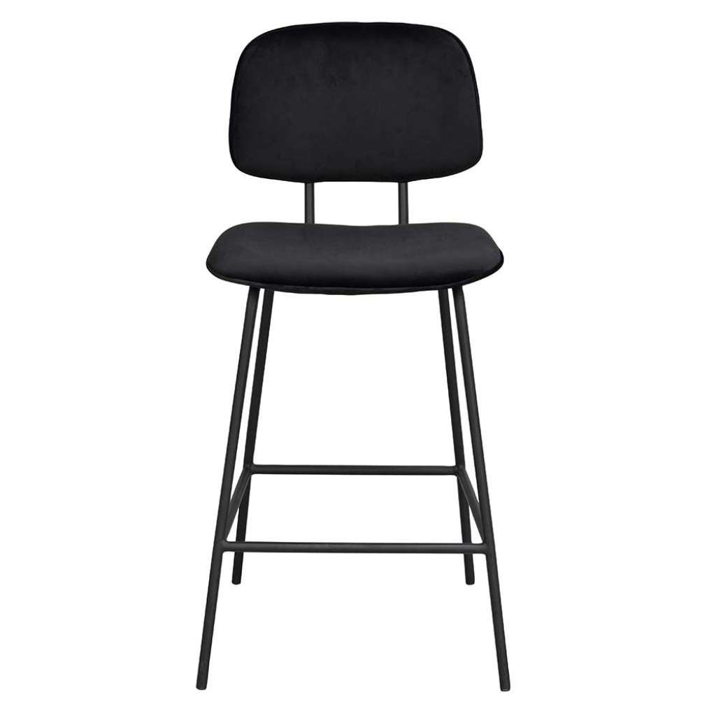 Tresenstühle in Schwarz Samt 65 cm Sitzhöhe (2er Set)