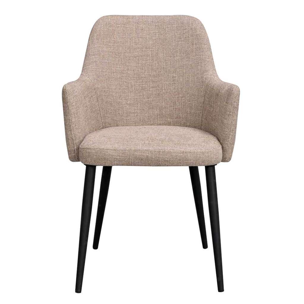 Armlehnen Esszimmerstühle in Beige Webstoff Gestell aus Metall (2er Set)