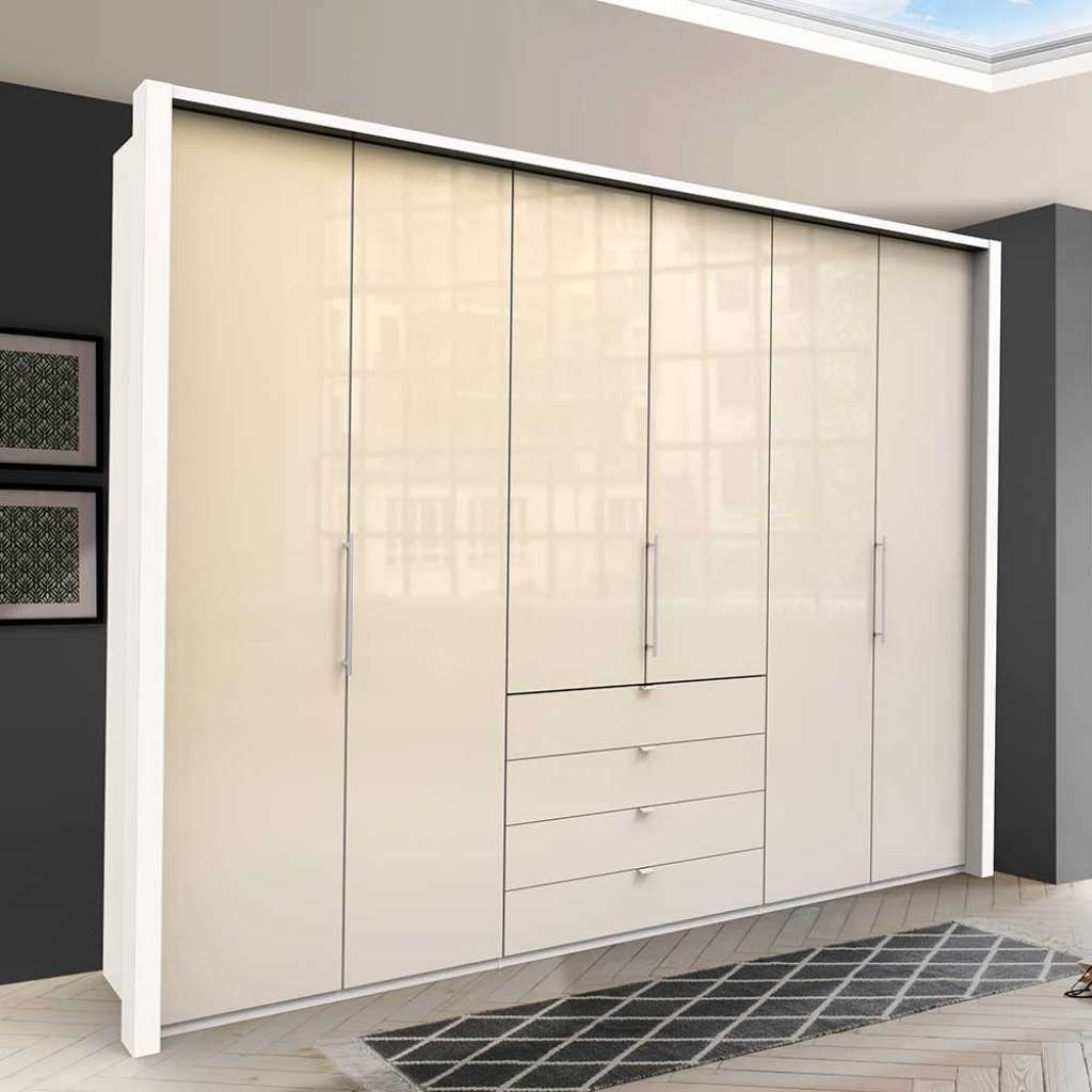 Falttürenschrank in Creme Weiß Gals beschichtet Made in Germany