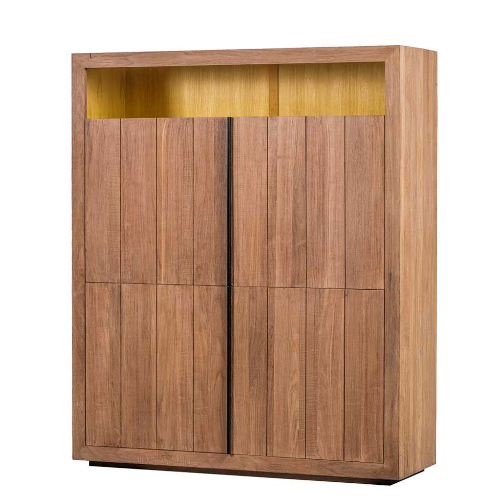 Wohnzimmerschrank aus teilmassivem Teakholz 165 cm hoch