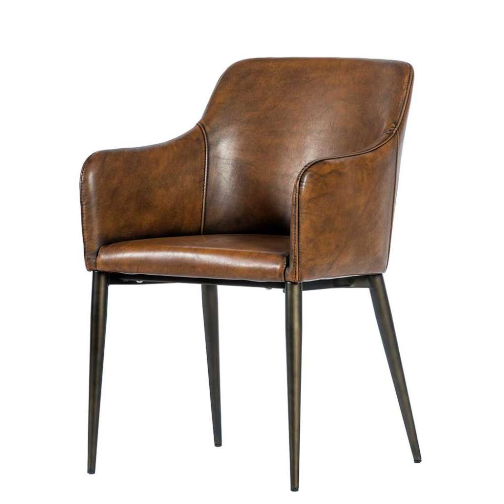 Esstischsessel in Braun Kunstleder Retrostil