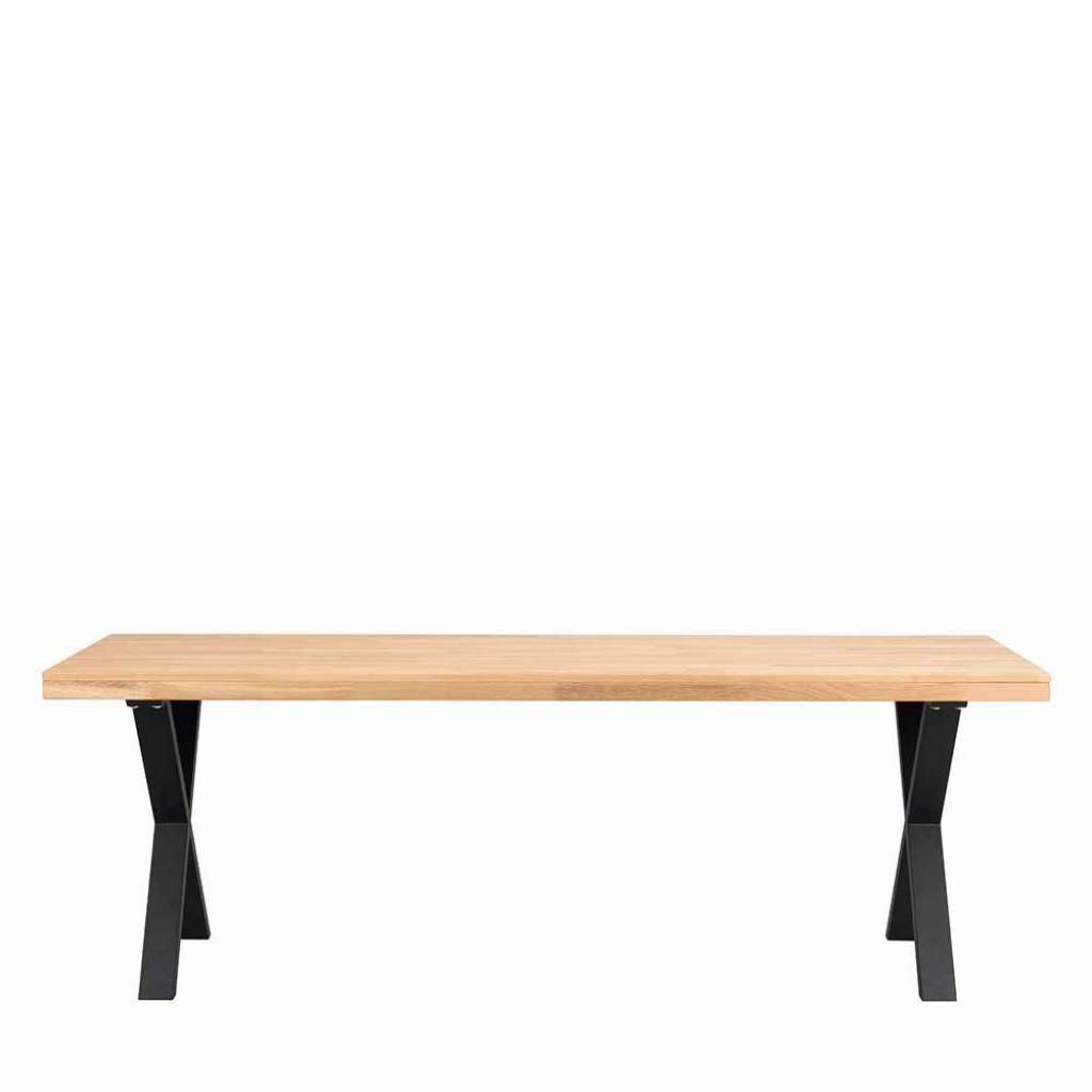 Esszimmertisch aus Eiche Massivholz und Metall 75 cm hoch