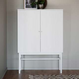 Wohnzimmer Schrank in Weiß teilmassiv Skandi Design