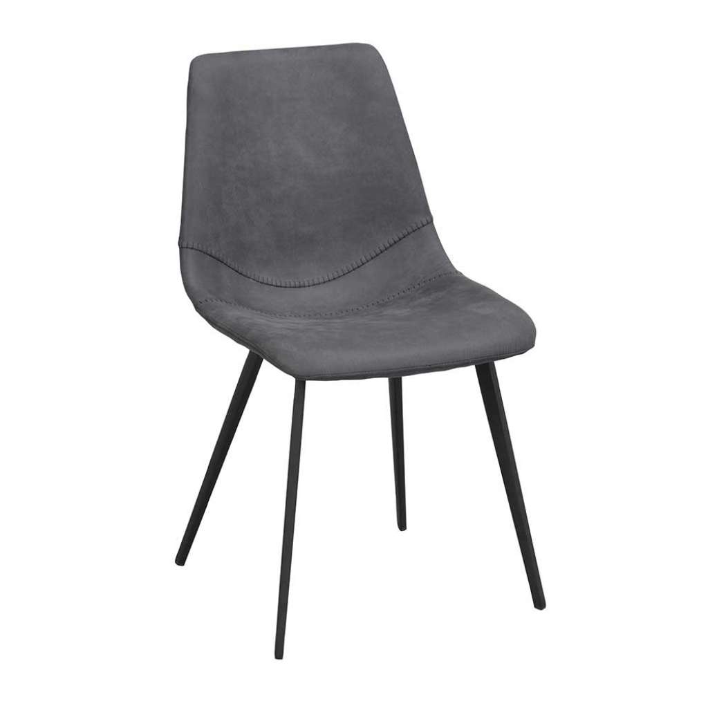 Esstisch Stühle in Grau Microfaser Gestell aus Metall (2er Set)