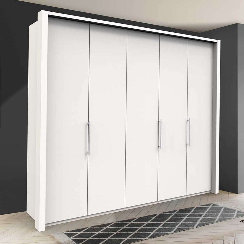 Weißer Kleiderschrank mit 3 Falttüren modern