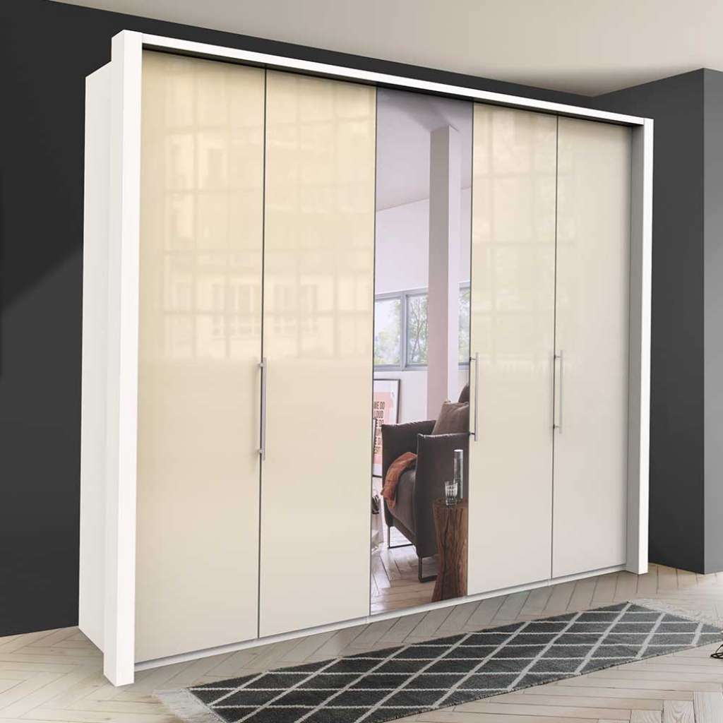 Schlafzimmerkleiderschrank in Cremefarben Spiegeltür