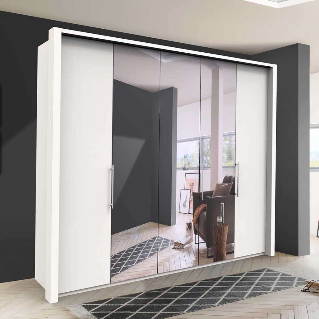 Falttürenschrank in Weiß Spiegelglas