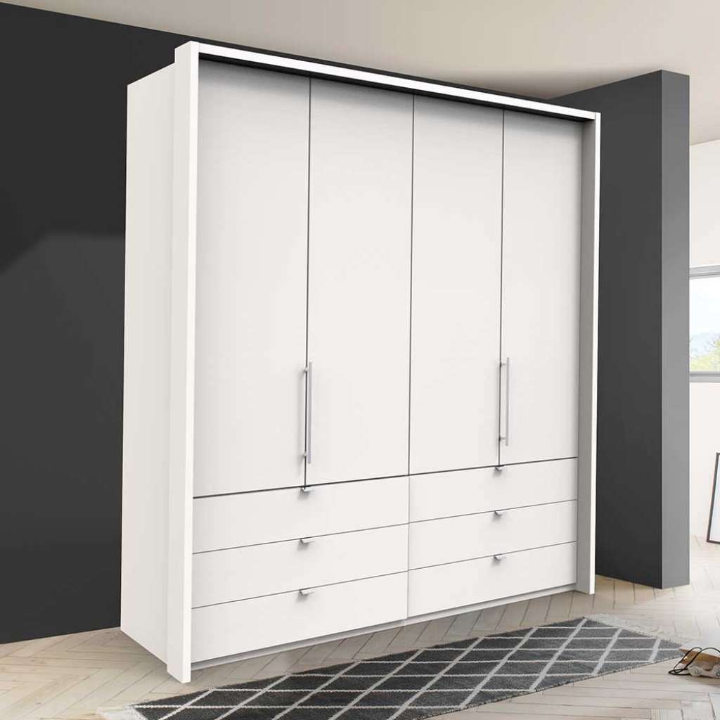 Schlafzimmerkleiderschrank mit Metallgriffen Weiß
