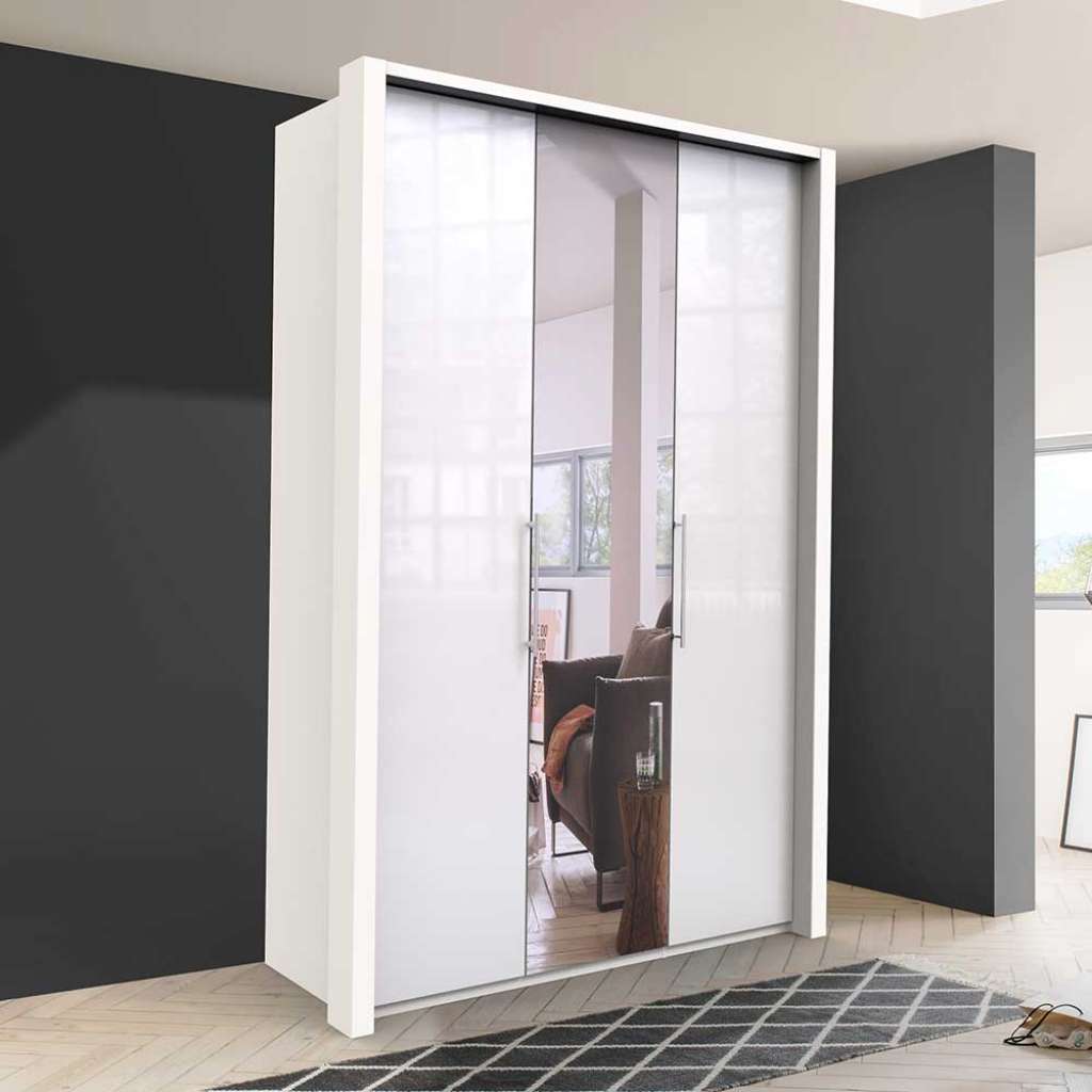Spiegelkleiderschrank in Weiß Falttüren
