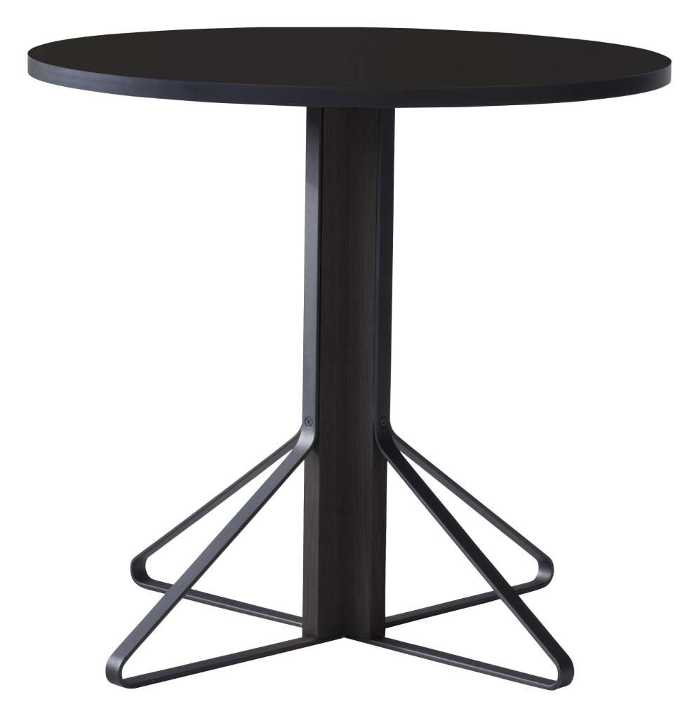Artek - Kaari runder Tisch klein - HPL hochglanz schwarz - Gestell Eiche schwarz - indoor