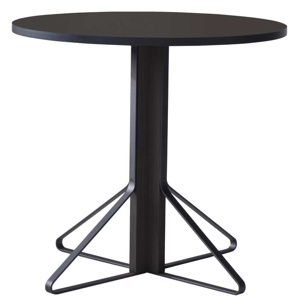 Artek - Kaari runder Tisch klein - Linoleum schwarz - Gestell Eiche schwarz - indoor
