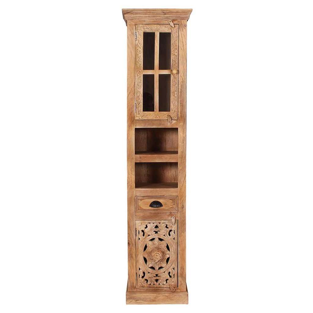 Bad Midischrank aus Mangobaum Massivholz White Wash handgearbeitet