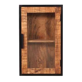 Hängeschrank aus Mangobaum Massivholz Glastür