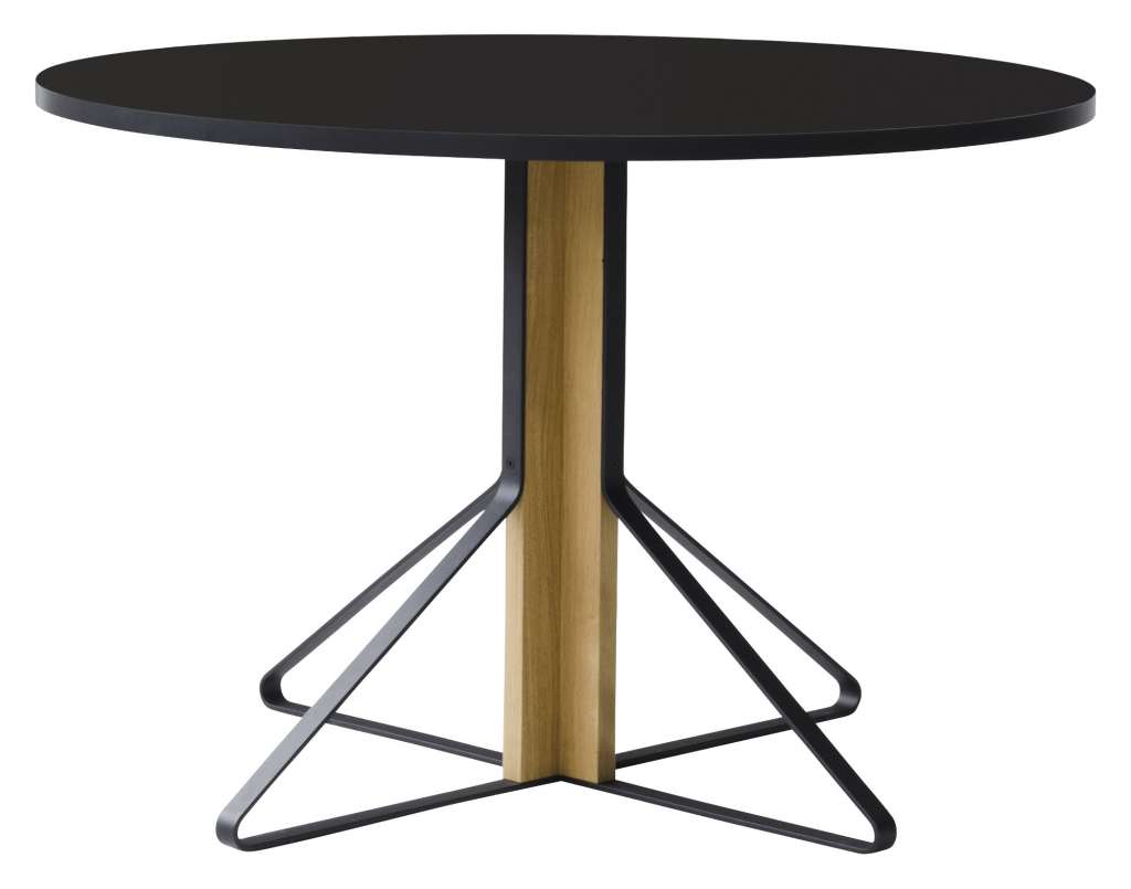 Artek - Kaari runder Tisch groß - HPL hochglanz schwarz - Gestell Naturholz mit Schutzlack - indoor