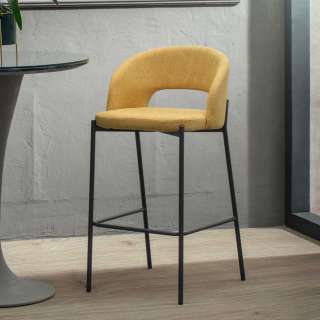 Barstühle in Gelb und Anthrazit gepolstert (2er Set)
