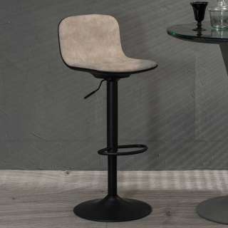 Tresenstühle in Beige und Schwarz mit Rückenlehne (2er Set)