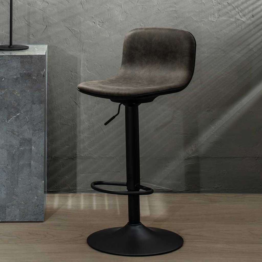 Barhocker in Dunkelgrau und Schwarz mit Fußablage (2er Set)