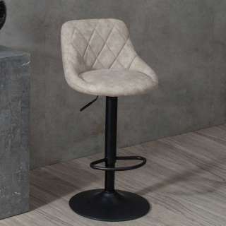 Design Barstühle in Beige und Schwarz gepolstert (2er Set)