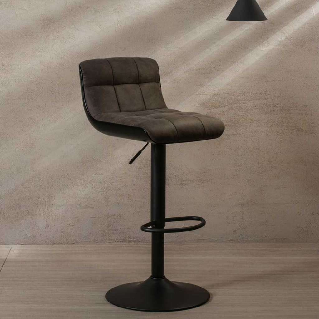 Barstühle in Dunkelgrau und Schwarz mit Rückenlehne (2er Set)