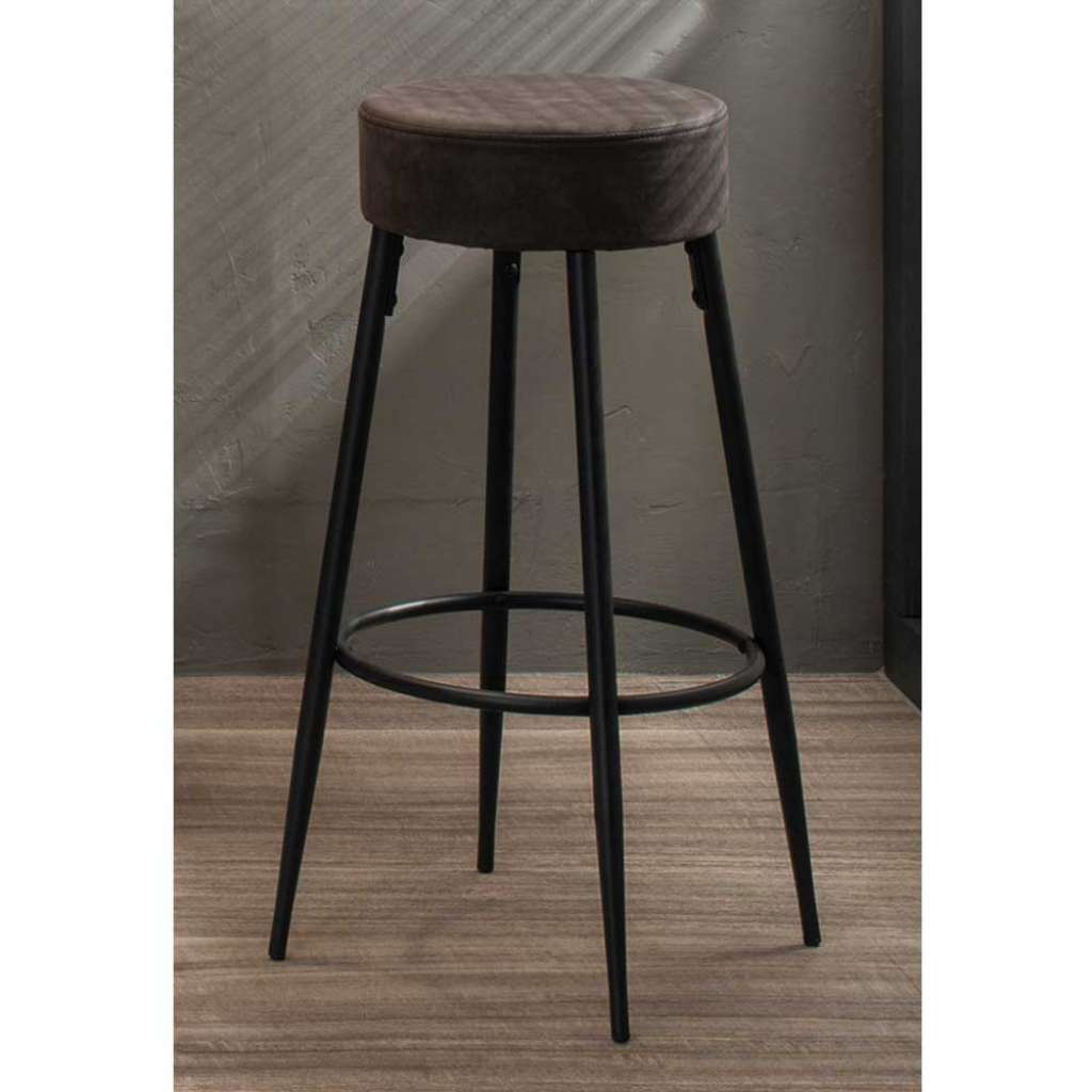 Design Barhocker in Dunkelgrau und Schwarz rund (2er Set)